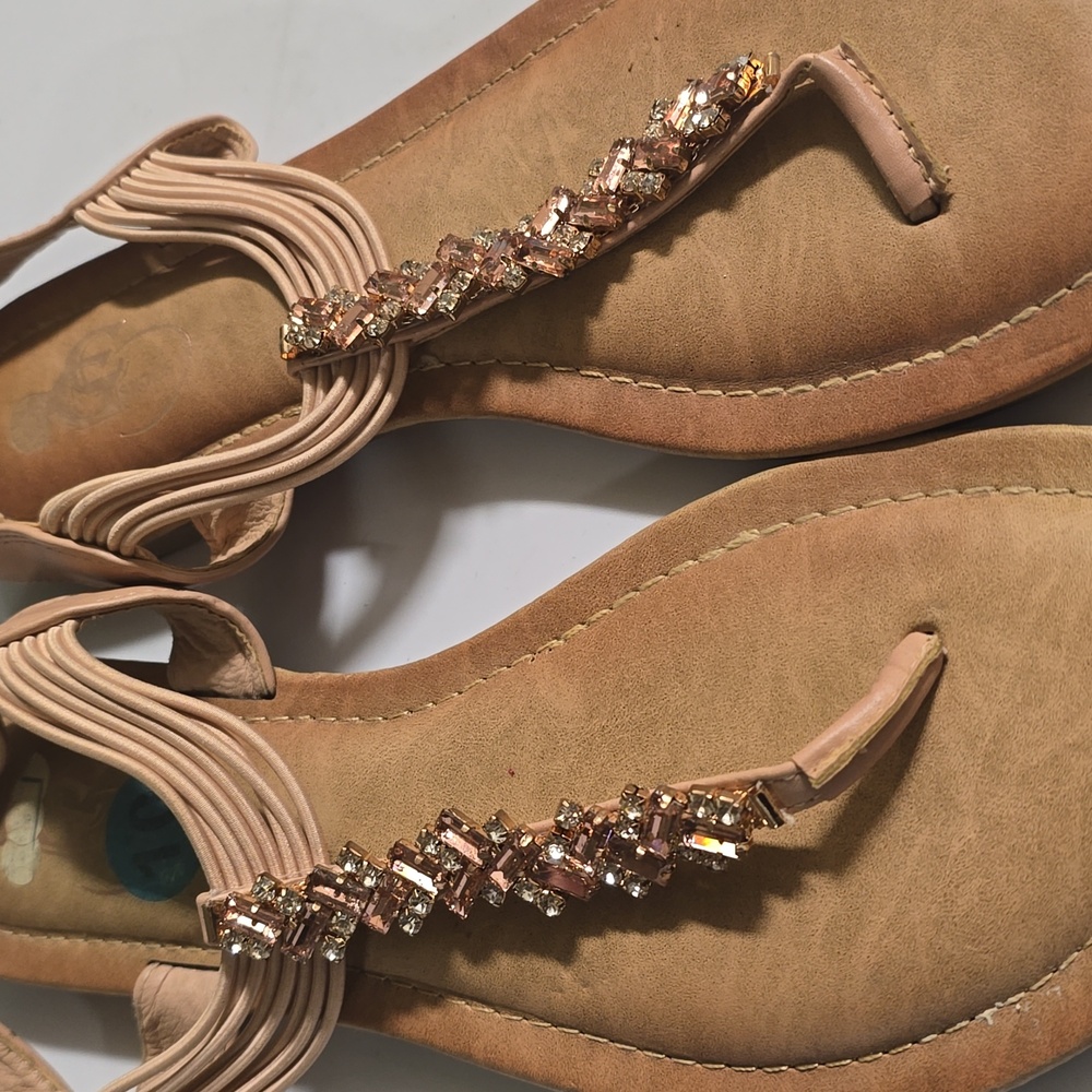 Sandals From Ross Elegant Rose Gold Sandals with Rhinestones Embellishments 10 - Picture 3 of 7